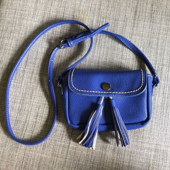 4x6 Blue Shoulder Bag w/Tassels - Picture 1 of 3